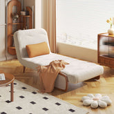 Beige 3-in-1 folding sofa bed with cotton and linen upholstery, convertible for versatile use